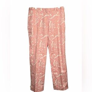 J Crew Favorite Fit / Pink Paisley Midrise Cotton Crop Ankle Pants